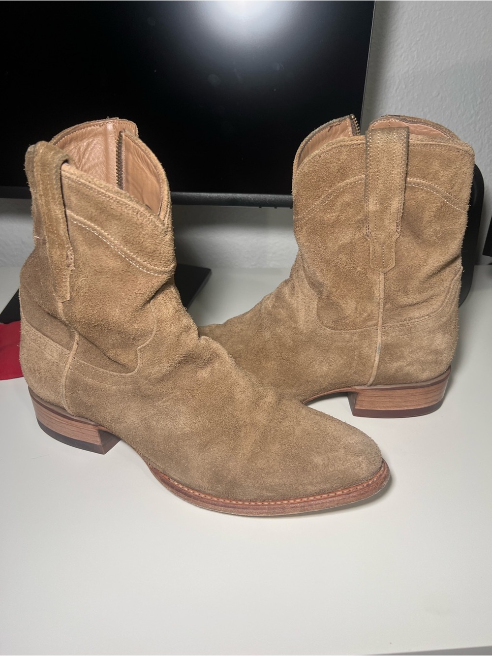 Tecovas Suede Western Boots in Tan